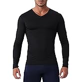 Queerier Men's Compression Shirt V Neck Long Sleeve Workout Shirts Athletic Gym Undershirts Active Sports Base Layer Tops