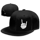 Snapback Hats for Men Skull Hat Flat Bill Hat for Boy Snap Backpack Baseball Cap Skeleton Hand Black