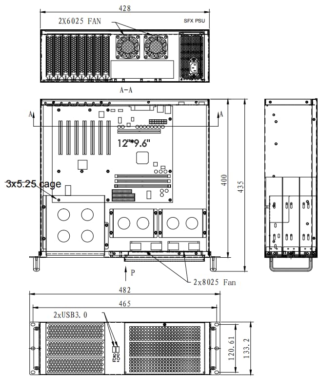 RackChoice 3U Server Chassis Rackmount Case with 3x5.25+4x3.5 Support ATX/MATX/MiniITX M/B and SFX Power Supply, dust Filter Bracket infront Easy maintenace
