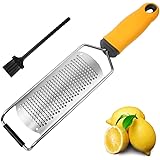Pro Zester Grater, Lemon Zester, Parmesan Zester, Chocolate, With Razor-Sharp Stainless Steel Blade, Protective Cover and Cle