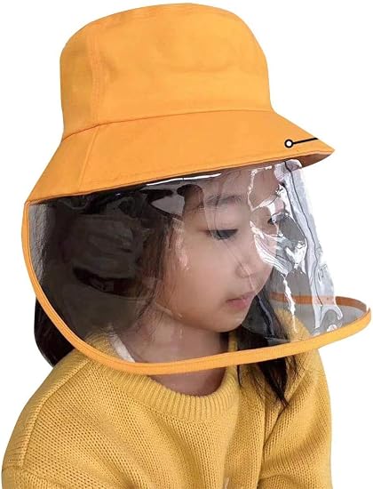 Amazon Co Jp キッズ 帽子ベビーハット 男の子 女の子漁師帽 防護帽 飛沫を防ぐ 防塵 フェイスカバー つば広ハット 54 55cm 服 ファッション小物