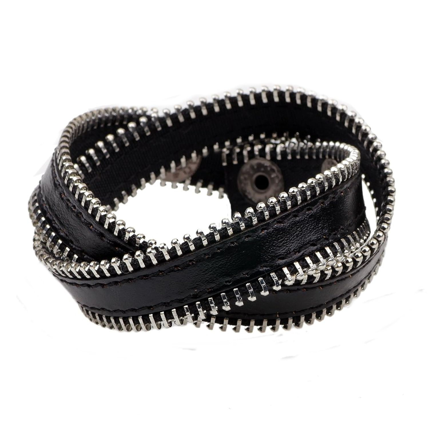 Brilendid Zipper Style Mens Leather Wrap Cuff Bracelet Bangle With