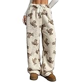 Leopard Pants Women Therian Fuzzy Pajama Pants Y2k Cheetah Pants Grunge High Waisted Fluffy Pants