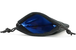 EASY ROLLER DICE CO. Classic Large Dice Bag - 5x8 Inches with Drawstring Closure and Durable Design - Holds 100+ Polyhedral Dice (Blue Interior)