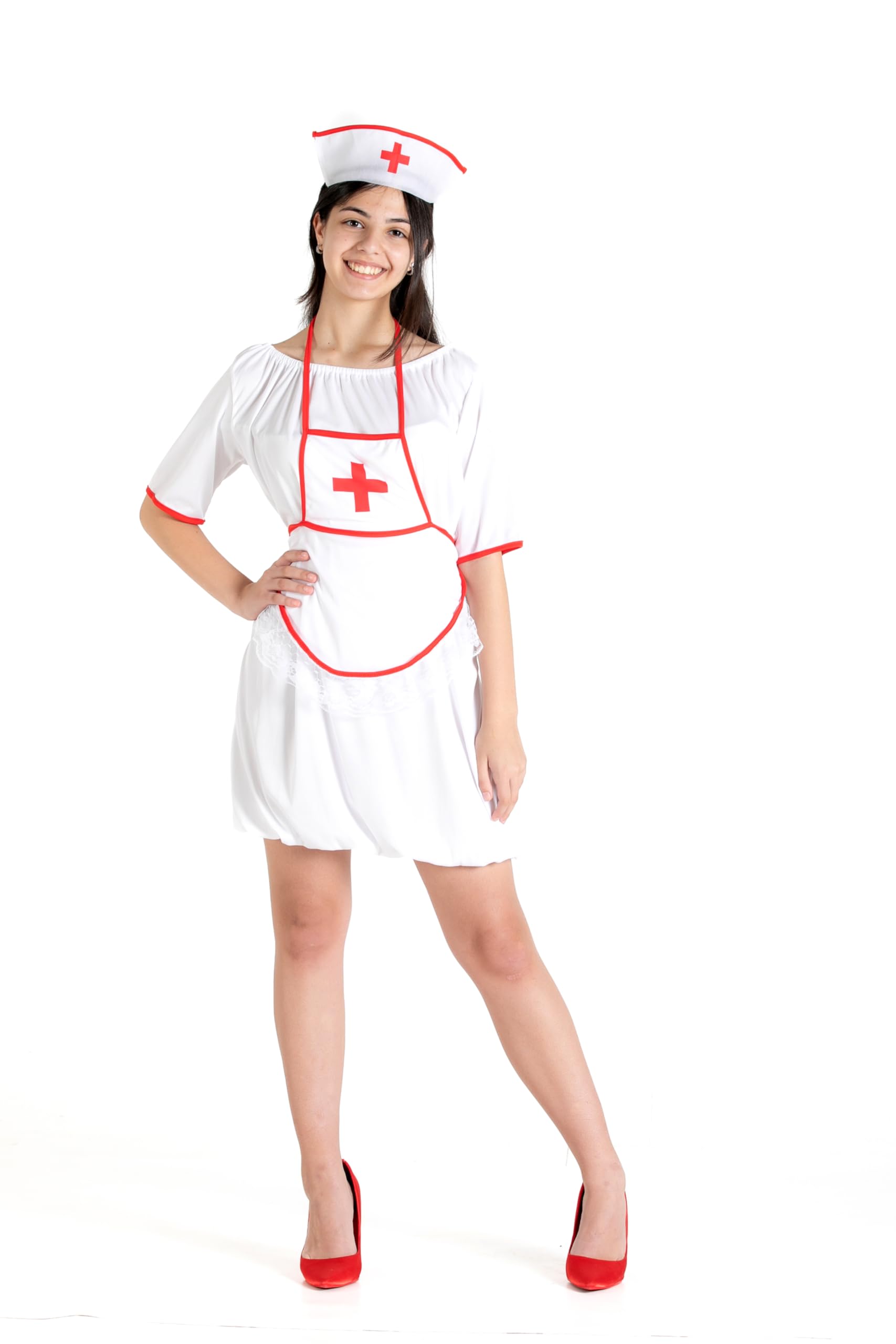 Ciao 62072 Nurse Costume Woman (One Size Adult), White/Red