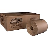 Marcal® Natural Roll Towels (H1800N) - Kraft, 7.875” x 800’, 100% Recycled, Natural, (6 Rolls/Case, 4,800’/Case) - Hardwound Towels Bulk Touchless Paper Towel Dispenser