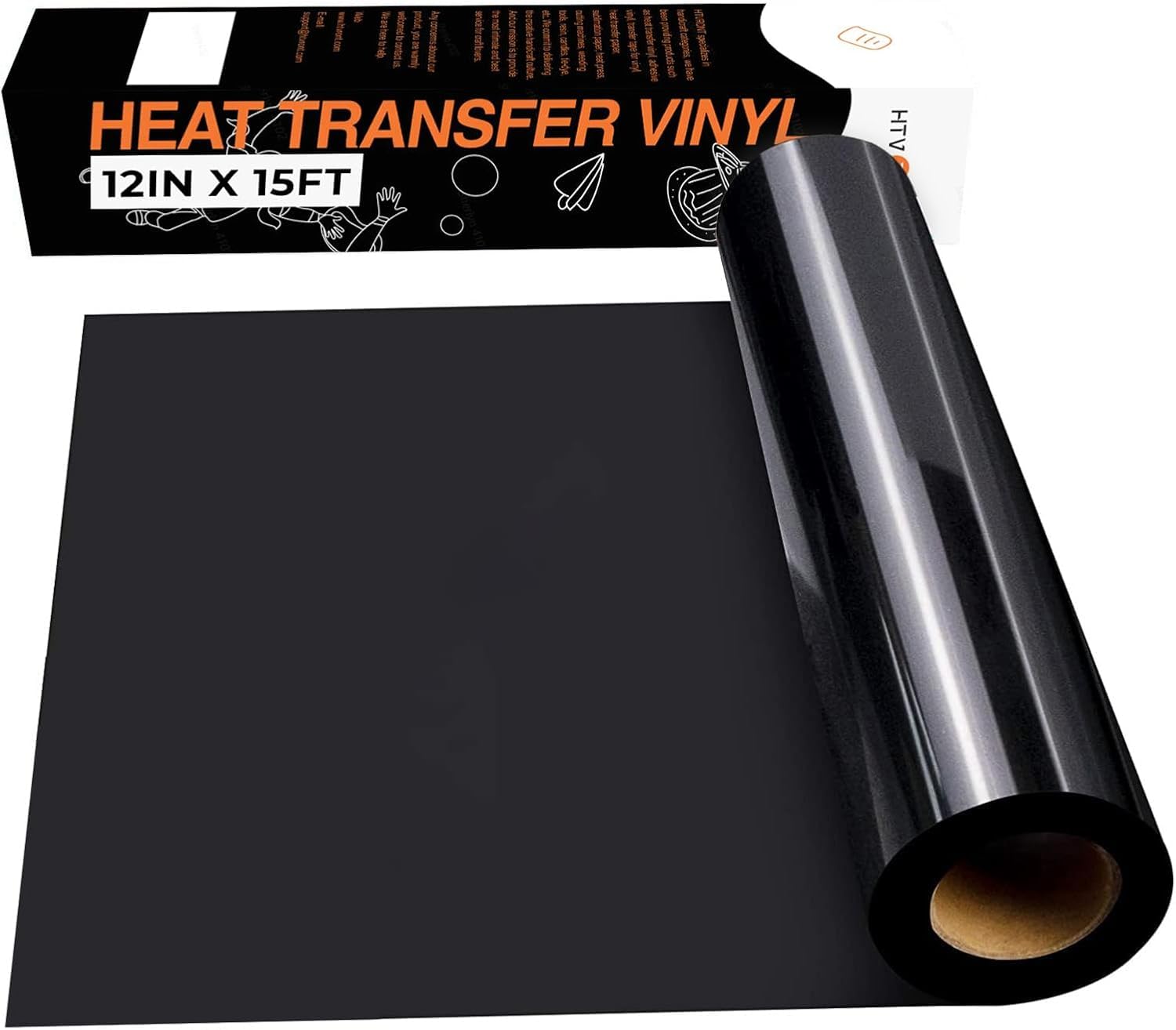 HTVRONT Black Heat Transfer Vinyl - 12" x15ft Easy to Cut & Weed Iron On Vinyl for Silhouette and Cricut DIY Black HTV Vinyl for T-Shirts