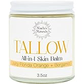 Tallow Balm - 100% Organic Grassfed Tallow - 3.5oz - Orange + Bergamot - Moisturizing - Dry Skin - Stretch Marks - All Natural