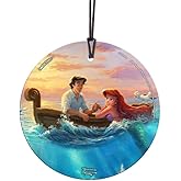 Trend Setters Disney Little Mermaid – Princess Ariel Prince Eric - Thomas Kinkade – Falling in Love – 3.5” Starfire Prints Hanging Glass Print Accessory – for Gifting and Collecting Ltd. SPCIR840