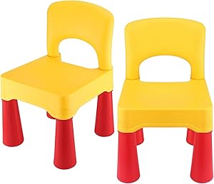 BITMEE Kids Chair, Toddler Chair, Toddler Chairs for Boys and Girls, Ergonomic Design, Eco-Friendly Durable Plastic, Indoor or Outdoor Use Kids Chairs for Boys and Girls- Lemon Yellow×2