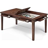 Coperat Solid Wood Board Game Table for 4-6 Players,Dining/Gaming Table w/ 54"x31" Big Gaming Space and Removable Top,Include