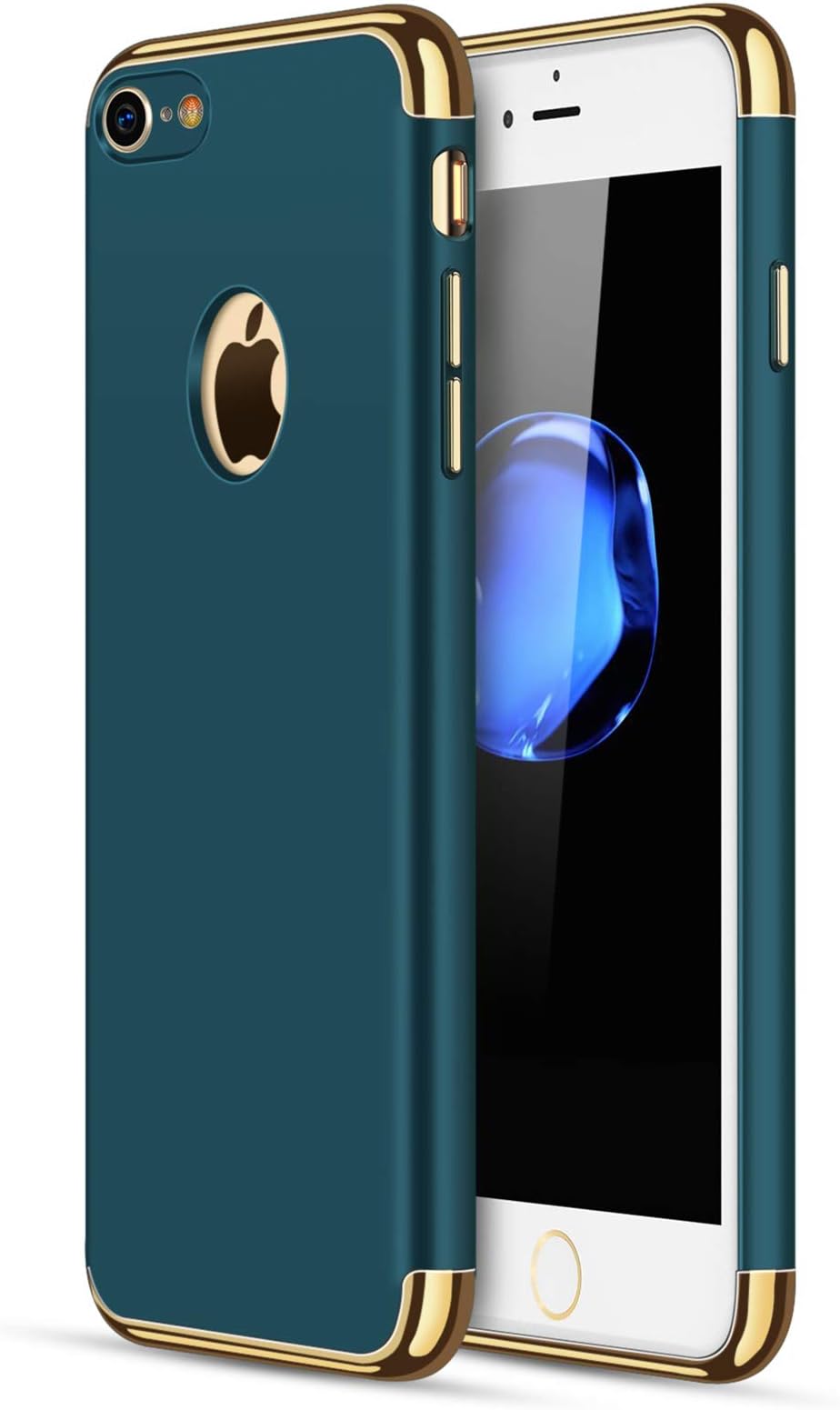 iPhone 7 Case, CROSYMX 3 in 1 Ultra Thin and Slim Hard Case Coated Non Slip Matte Surface with Electroplate Frame for Apple iPhone 7 (4.7'')(2016) - Dark Green