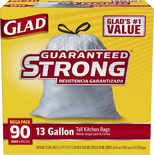 Glad tall drawstring trash bags - 13 gallon - 90 count