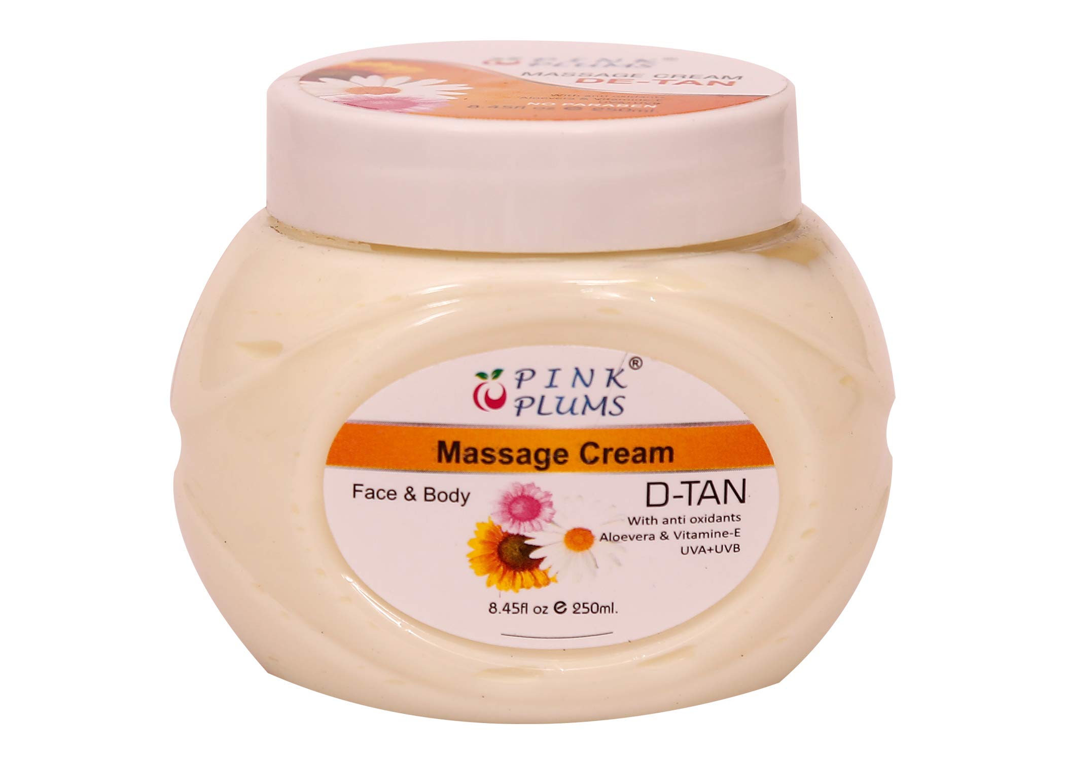 PINK PLUMS D-Tan anti oxidant with Vitamin E (UVA+UVB) Massage Cream 250 ml