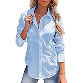 siliteelon Women's Button Down Shirts Long Sleeve Dress Shirts Wrinkle Free Collared Work Office Solid Blouses Corset Tops