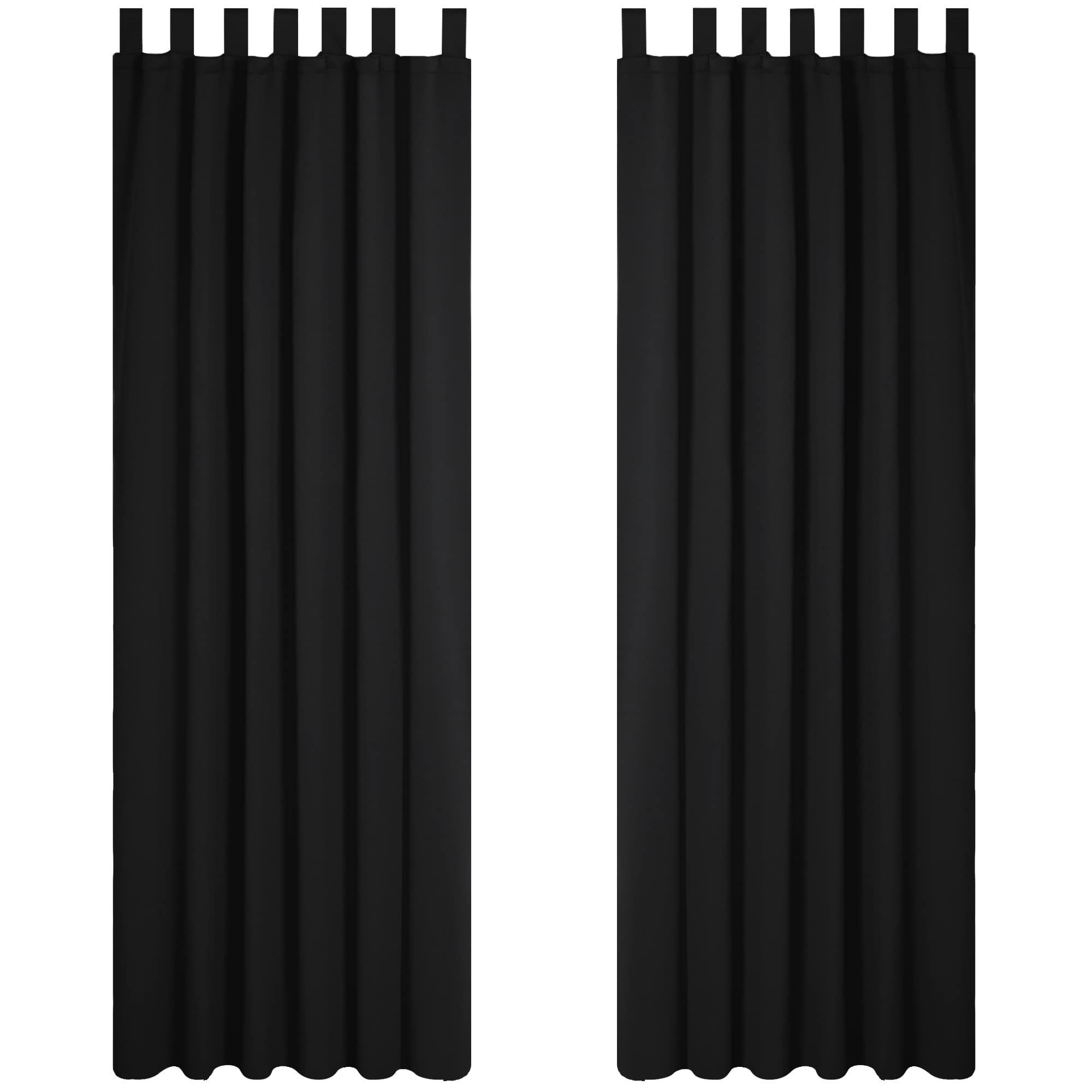 Deconovo Energy Saving Curtains Thermal Insulated Tab Top Blackout Curtains for Boys Bedroom 140x175cm Black ONE Pair