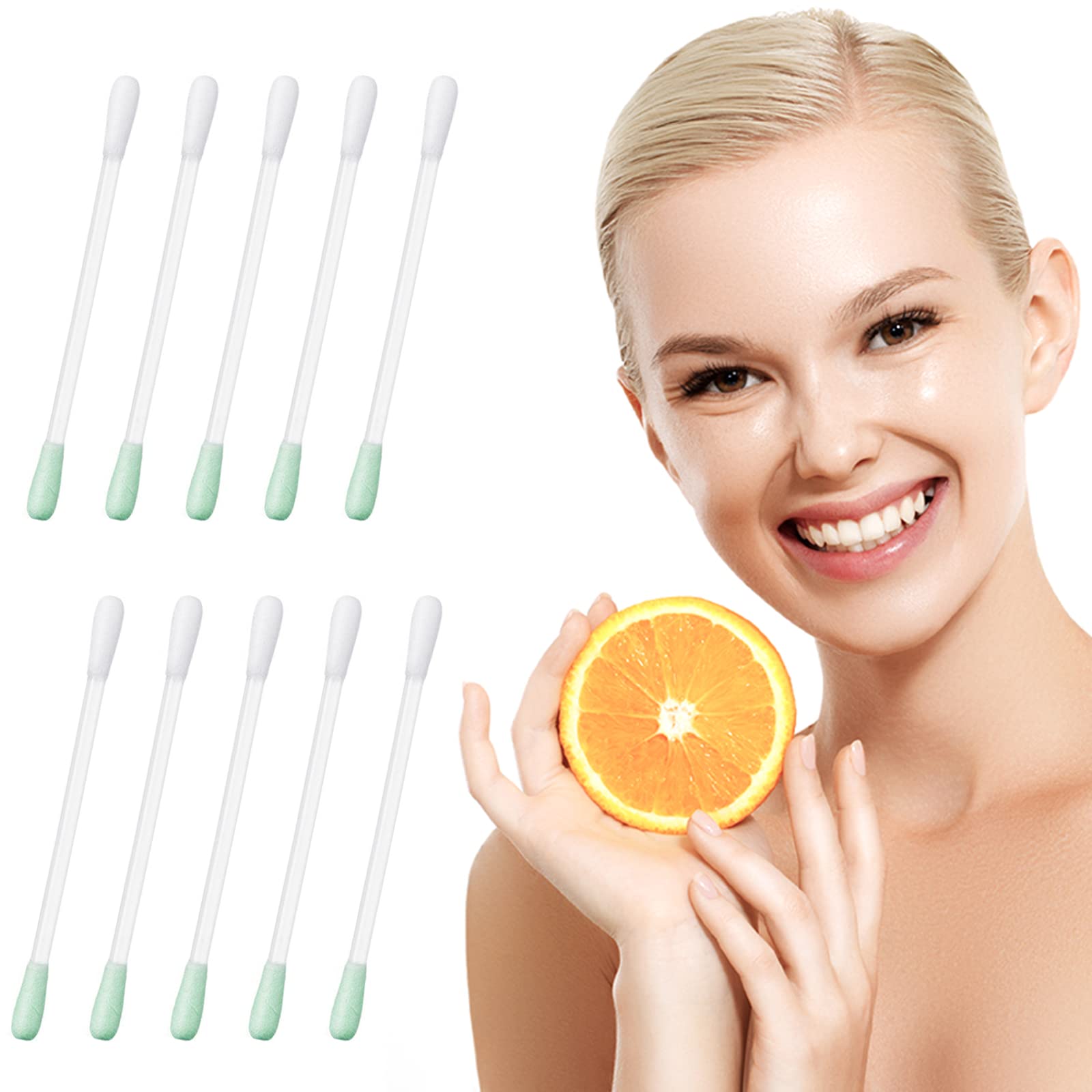 Photo 1 of 100 Pcs Cotton Makeup Remover Swabs, Disposable Vitamin E Liquid-Filled Cotton Swabs Sticks for Eye/Lip/Eyebrow/Eyelash Makeup Correctors Removing Swabs