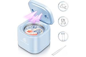 H HOMESUIT Homesuit Ultrasonic Retainer Cleaner Machine, 45kHz Jewelry Cleaner Ultrasonic, Ultrasonic UV Cleaner for Dentures, Mouth Guard, Toothbrush Head, Ultrasonic Cleaner for All Dental Appliance, Jewelry