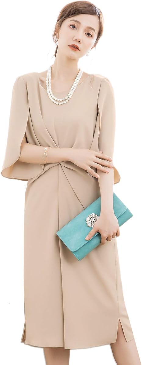 Amazon Dressstar パーティードレス 結婚式 ワンピース 総レース 大きいサイズ お呼ばれ ドレス シフォン レディース 膝丈 ミモレ丈 袖あり パーティー 秋冬 パーティードレス 通販