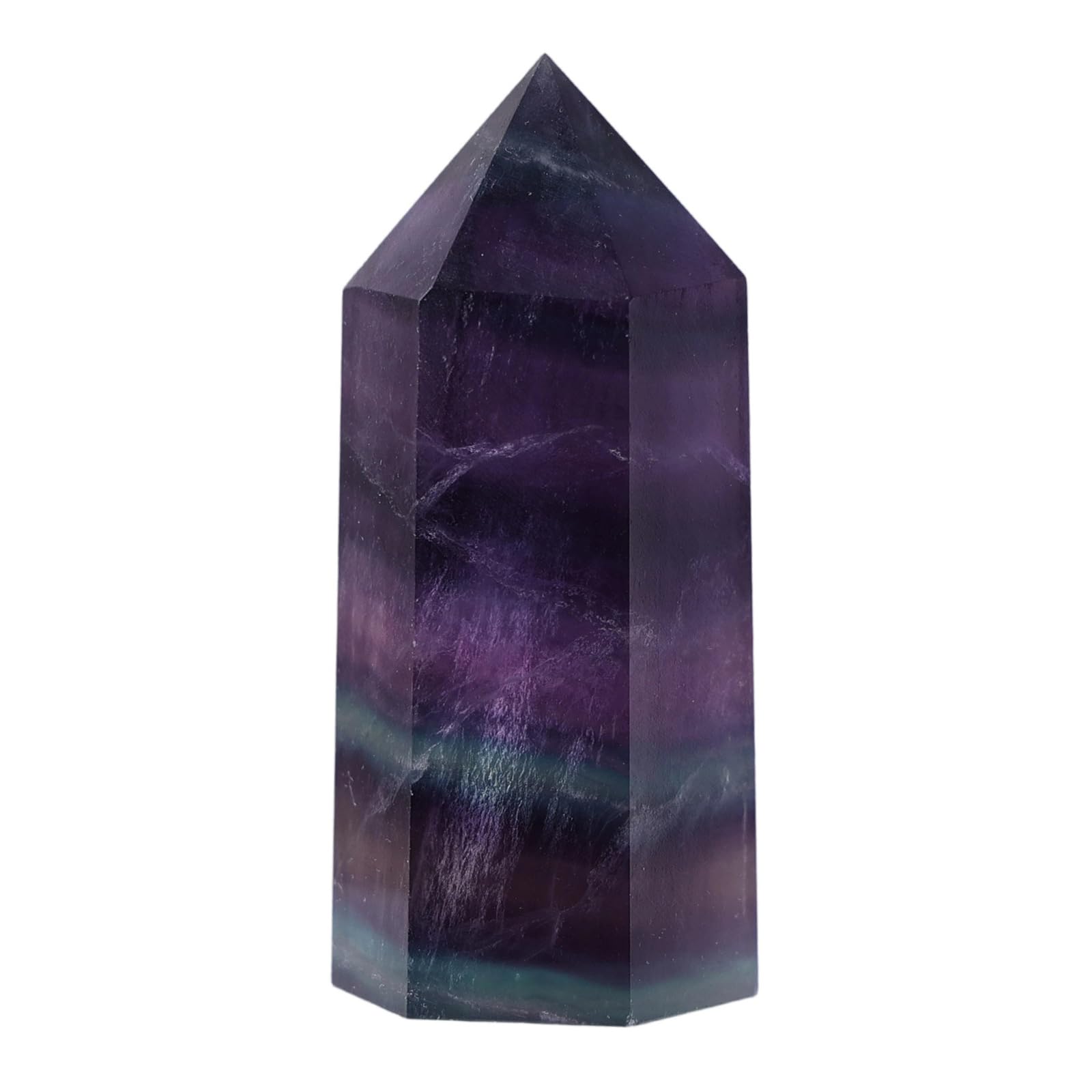 mookaitedecor Natural Rainbow Fluorite Healing Crystals Point Wand Hexagonal Tumbled Faceted Prism Small Reiki Chakra Crystal Gift Pocket Stone Meditation Room Decor, 1.57-2.75” Height
