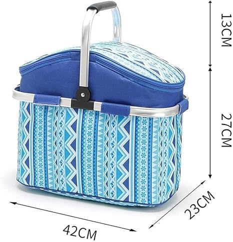 Amazon Huuwisseor22 ファッション折りたたみ屋外ピクニックバスケット 断熱布プラスピクニックショッピングボックス 多機能 42センチ 23センチ 27センチ Color Blue ピクニックバスケット オンライン通販