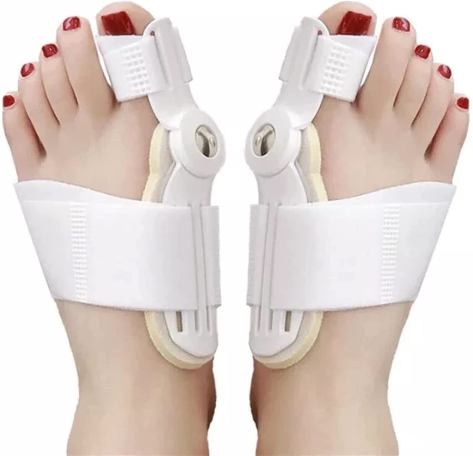 MJUHNHH 2Pcs Bunion Corrector for Women & Men Big Toe Relief, Adjustable Splint Pads, Orthopedic Straightener, Separator, Hallux Valgus Day/Night Supports, White