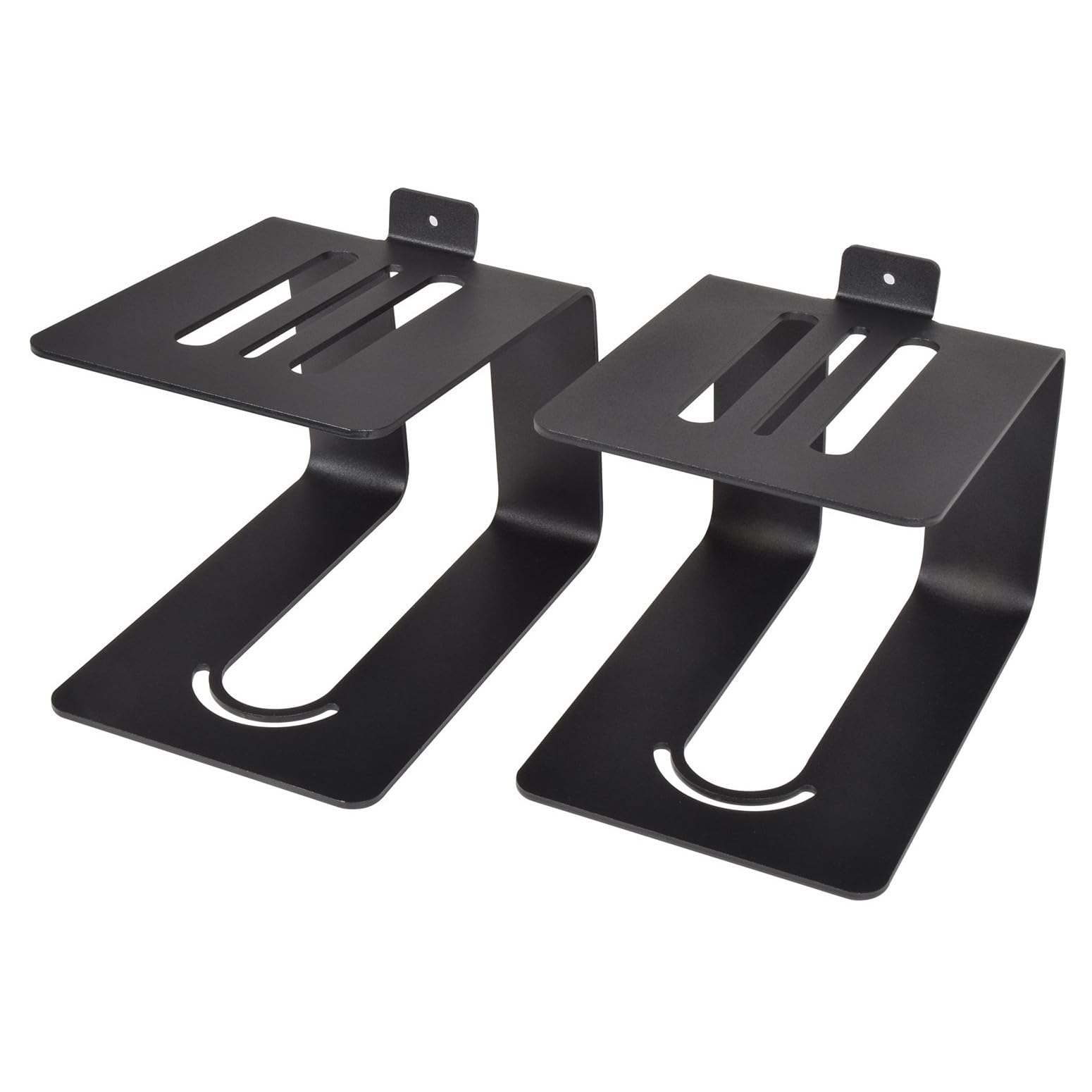 QTX Elevated Desktop Speaker Stands | Pair of Small Studio Monitor Risers for Home and Music Production | Vibration Reducing Shelf Mounts for Compact Bookshelf Speakers and Audio Monitors