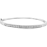 GILDED 1/10 CTtw Natural Diamond Bangle for Women | Sterling Silver Bangle | Fine Jewelry for Her | Timeless Design | Gift Box Included