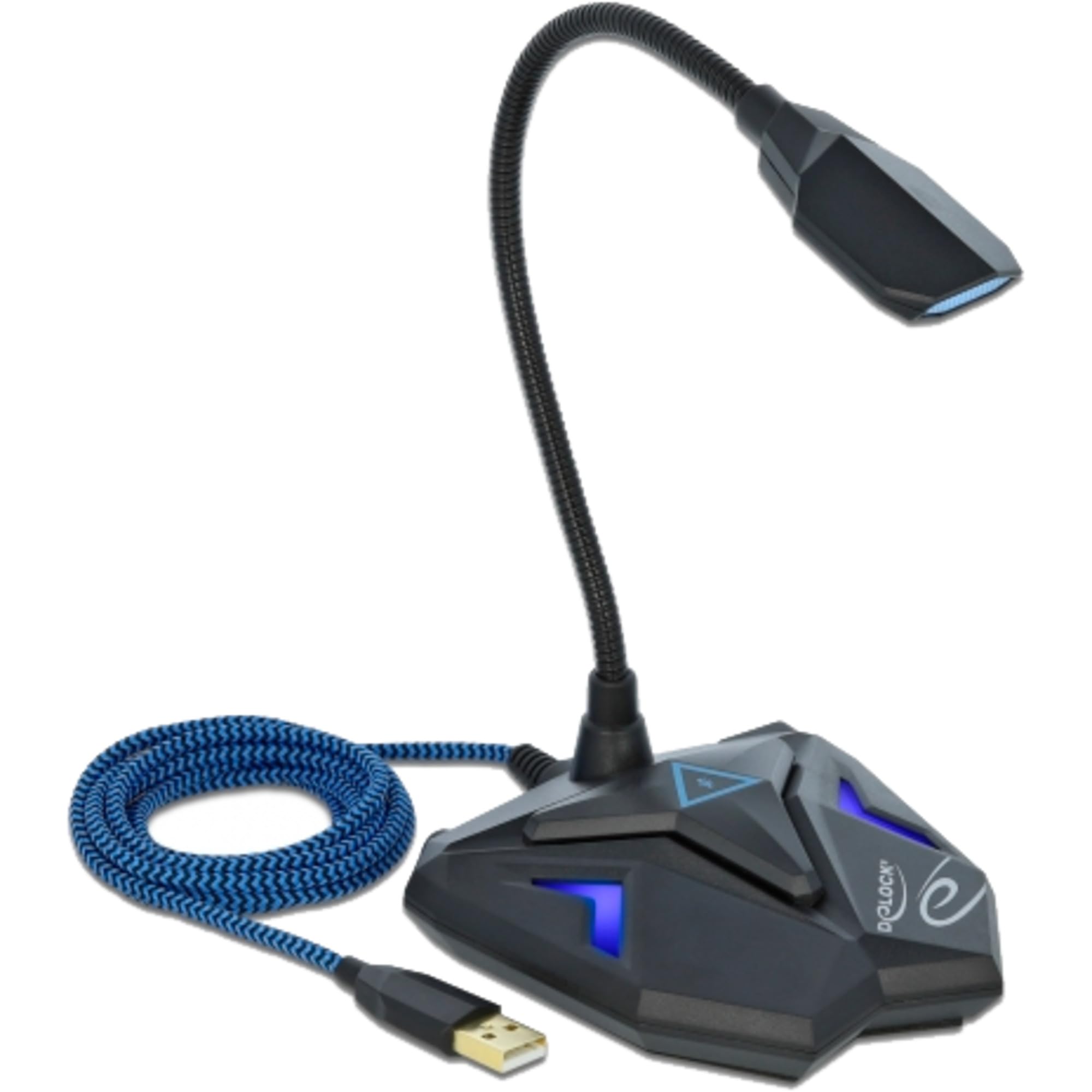 DeLOCK Desktop USB Gaming Microphone with Gooseneck and Mute Button, 66330