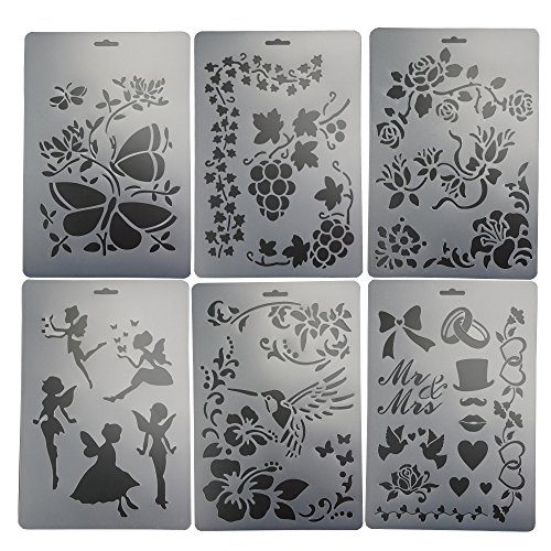 Bilipala Laser Painting Drawing Stencils for DIY Painting Decor, Templates for Drawing, Set of 6