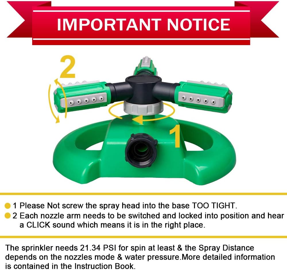Hinastar Lawn Sprinkler, Automatic Garden Water Sprinkler, Upgrade 360 Degree Rotation Irrigation System, Large Area Coverage, Sprinkler for Yard, Lawn, Kids and Garden : Garden & Outdoor