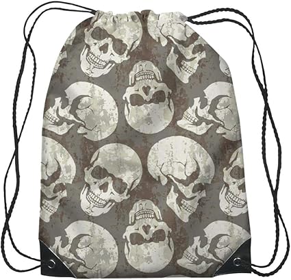 skull drawstring bag