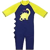 Boys' Swimwear One Pieces Zipper Toddler Sun Protection Rash Guard Short Sleeve Dinosaur