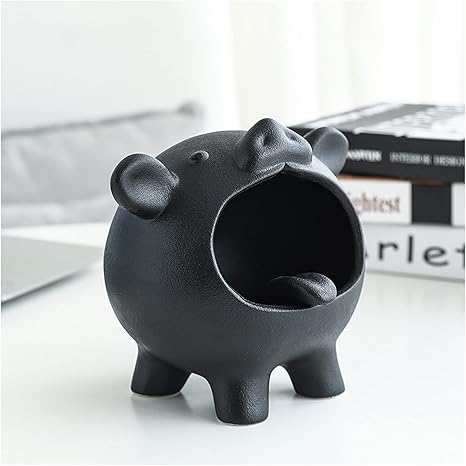 Amazon たばこ灰皿 セラミック灰皿創造的かわいい家の収納車のシンプルな人物の動物豚のカバの大きな灰皿黒と赤 デスクトップ喫煙灰皿 Color B インテリア オンライン通販