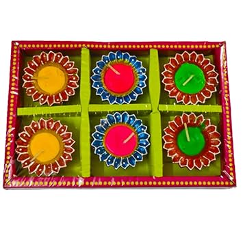 Avanti Creation Handmade Terracotta Decorative Diya for Diwali Decoration Mitti Diya Wax Filled Clay Diya Pack of (12)