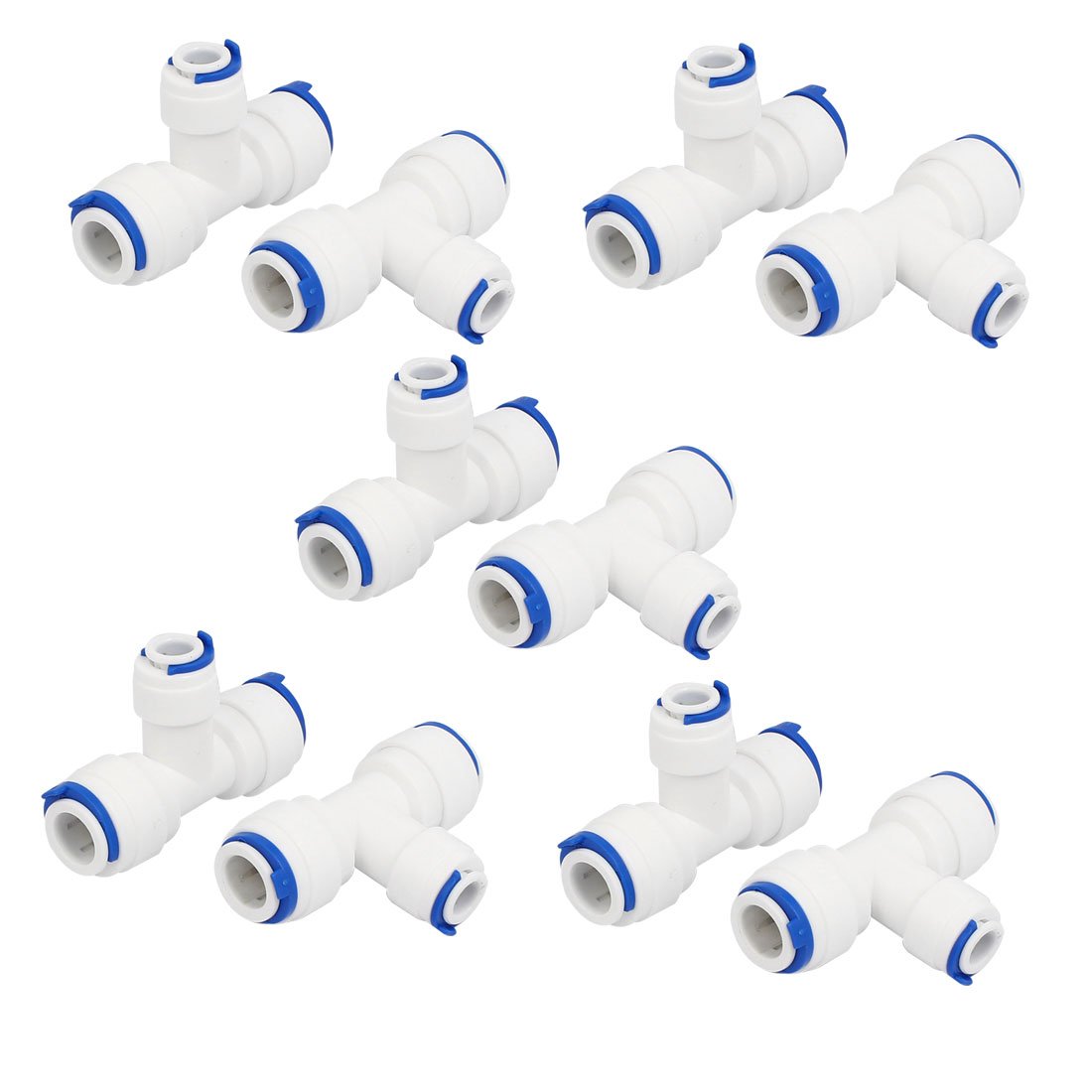 Sourcingmap 3/8-inch x 3/8-inch x 1/4-inch T Shaped 3 Way Tube Quick Push in Connector 10pcs for RO Water System