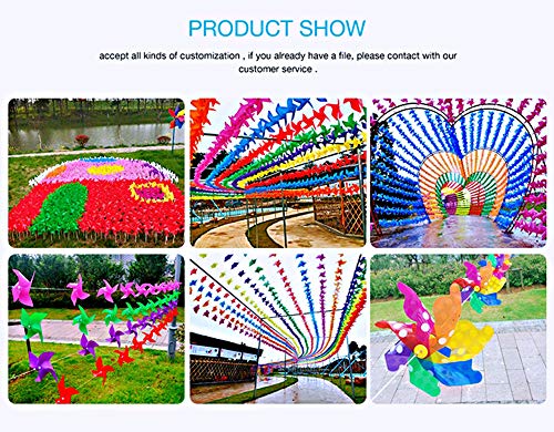 GeniusCells 9.5" Rainbow Plastic Wind Spinners Outdoor Hanging Yard Decorations Pinwheels Lawn Ornaments DIY Windmill Waterproof Patio Kinetic Art Garden Decor (Pack of 100) - Thumbnail 2