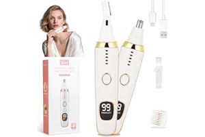 Mendaping LED Display Ear and Nose Hair Trimmer Clipper for Women Men,2025 Rechargeable 2 in 1 Painless Eyebrow & Facial Hair Trimmer with Powerful Motor and Dual-Edge Blades Easy Cleansing (Yellow)