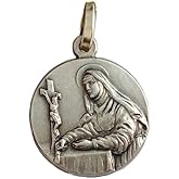 I G J 925 STERLING SILVER MEDAL SAINT RITA FROM CASCIA PATRON OF LOST CAUSES - 100% MADE IN ITALY