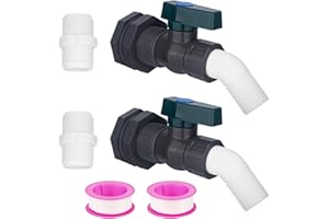 Rain Barrel Spigot, 3/4" GHT Water Barrel PVC Garden Diverter Kit with Bulkhead Fitting PVC Faucet Spigot Quarter Turn Ball V