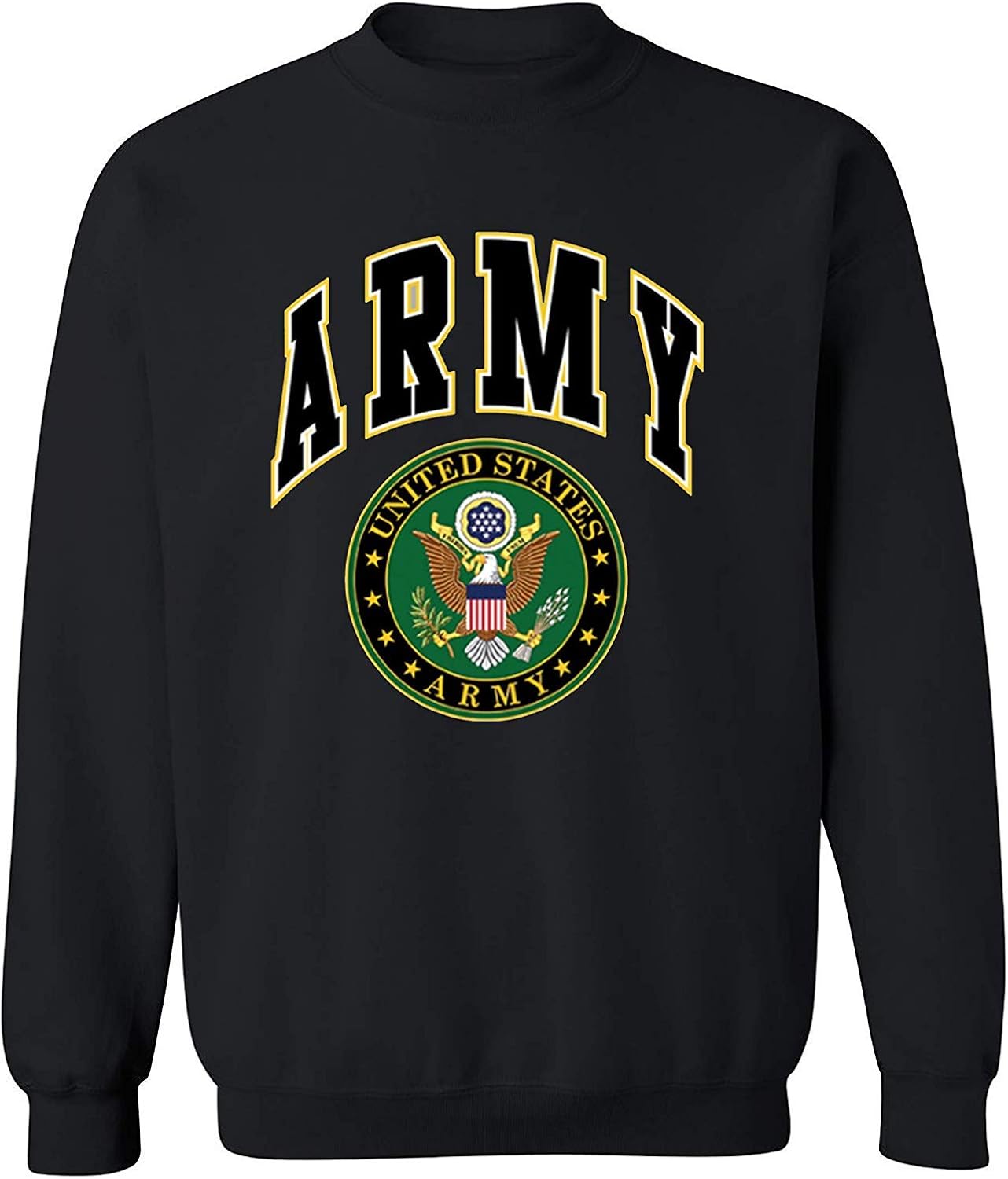 United States Army Crew Neck Sweatshirt Army Logo Crest PaticBlack5X