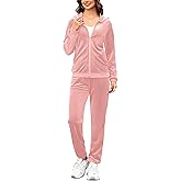 Womens 2 Piece Sweatsuits Set Velvet Long Sleeve Zip Up Track Suits Jogging Suit