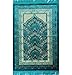 Wide Plush Velvet Islamic Prayer Rug Namaz Sajjadah Muslim Namaz Seccade Turkish Prayer Mat with Cap Carpet (Turquoise)