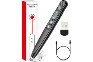 NinjaABXY Presentation Clicker with Laser Pointer Stylus Pen for Touch Screen, Rechargeable Wireless Presenter Remote, RF USB PowerPoint Clicker Slide Advancer with Hyperlink Volume Control for Mac PC
