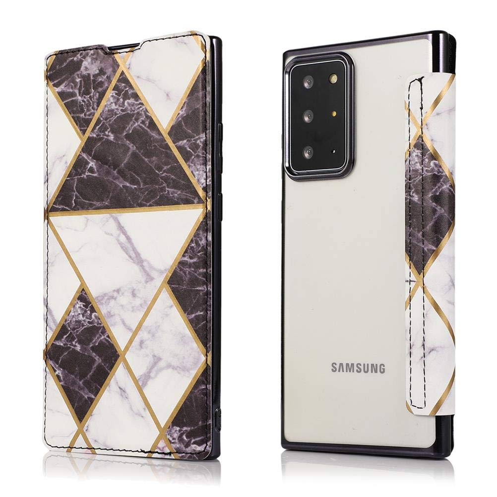 Samsung Galaxy Note 20 Case Wallet for Women Men Marble Flip Leather Cover Phone Case Purse with Card Holder Money Slot Samsung Note 20 Shockproof Case Thin Back Cover Small Phone Pouch Black