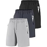 POVWVPY Men Running Athletic Shorts, Quick Dry 7 inch Inseam Gym Workout Men Shorts with Deep Pocket & Zipper
