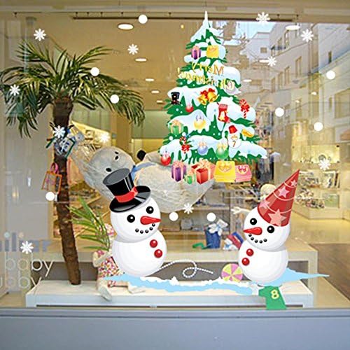 Merry Christmas Decorations White Red Christmas snowman Window Clings Decal Stickers Thanksgiving Decorations Ornaments Party Supplies
