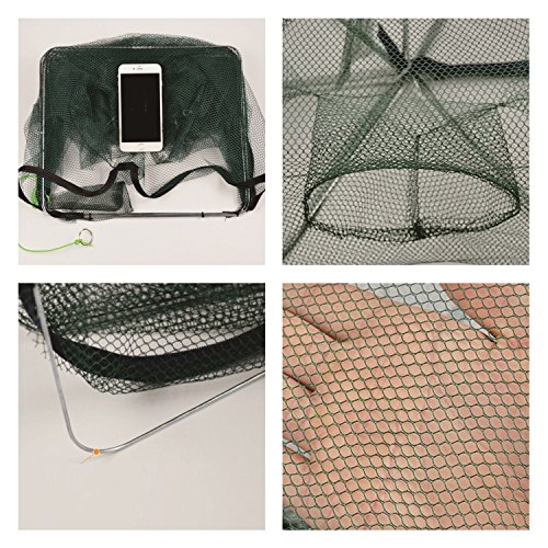 EASY BIG Portable Fishing Nets Foldable Hand Casting Bait Traps Cage for Fish Shrimp Minnow Crayfish Crab Baits Cast Mesh Trap, Easy Use Fishing Cage Crab Fish Minnow Crawdad Shrimp