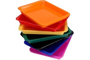 WUWEOT 7 Pack Plastic Activity Tray, 13.5"X10" Multiuse Art and Crafts Organizer Tray Serving Tray, Water Beads, Painting, DI