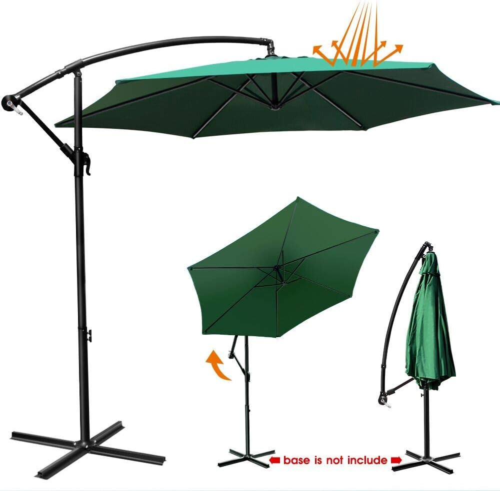 Amazon Com Outdoor Umbrella 9ft Patio Hanging Umbrella With Crank And 6 Rids For Garden Market Backyard Green Electronics